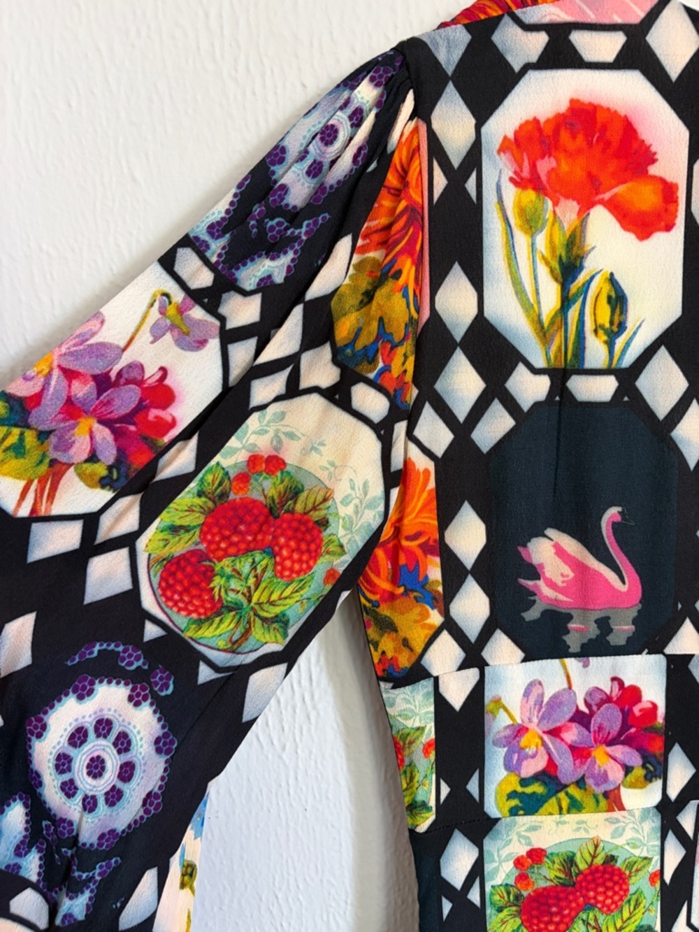 Iconic Botanica Print Dress Featured in Italian Textile Design Size S-M